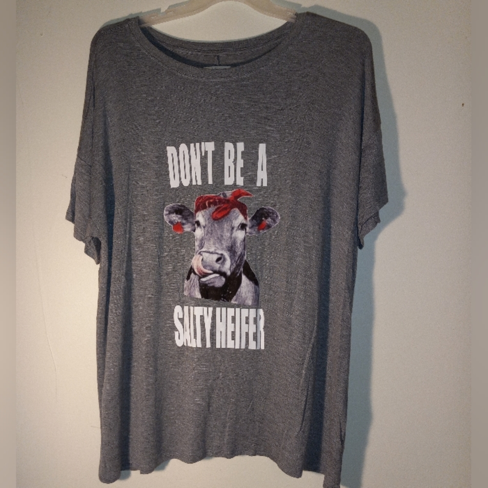 DON'T BE A SALTY HEIFER XXL Gray Shirt